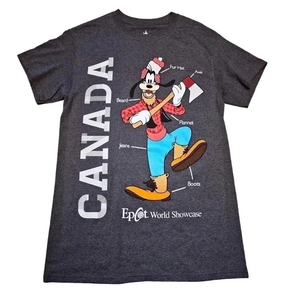 Disney Parks Lumberjack Goofy Canada T-Shirt - Size‎ Small - Gray